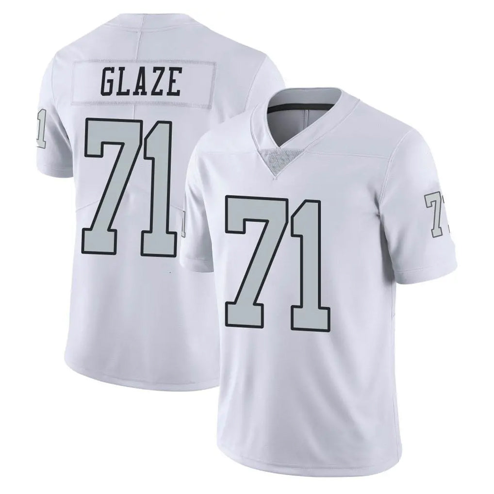 LV.Raiders #71 DJ Glaze Player White Limited Color Rush Home Game PETTCS Stitched Jerseys