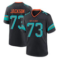 M.Dolphins #73 Austin Jackson Player Black Pitch Rivalries Collection Home Game PETTCS Stitched Jerseys