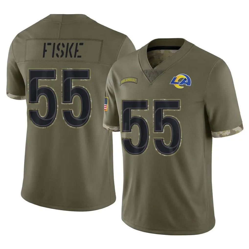 LA.Rams #55 Braden Fiske Player Olive Salute To Service Limited PETTCS Stitched Jerseys