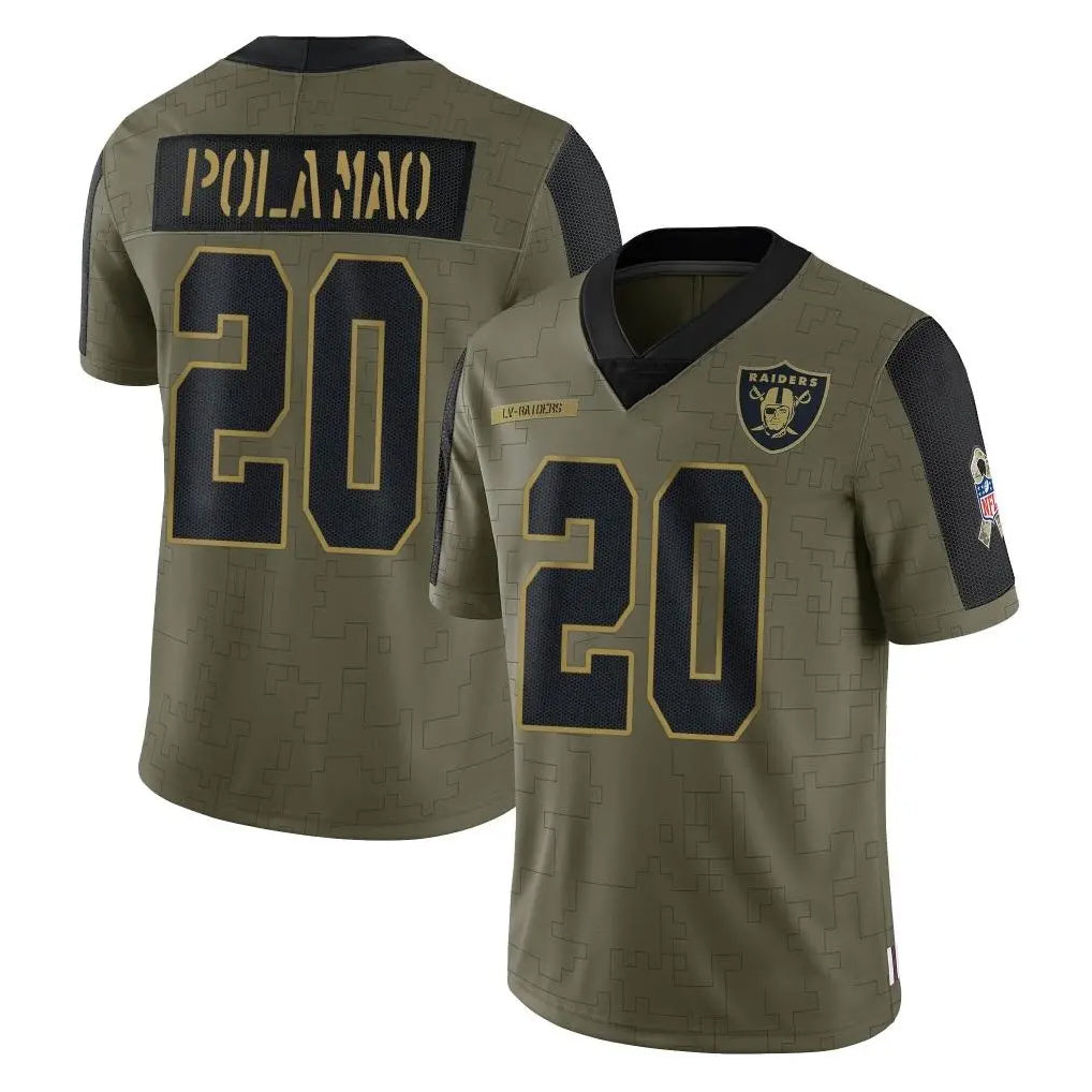 LV.Raiders #20 Isaiah Pola-Mao Player Olive Salute To Service Limited Game PETTCS Stitched Jerseys