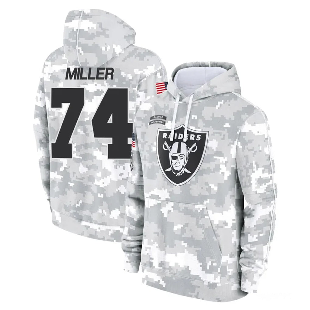 LV.Raiders #74 Kolton Miller Player Arctic Camo Salute to Service Hoodies Limited Game PETTCS Stitched Jerseys
