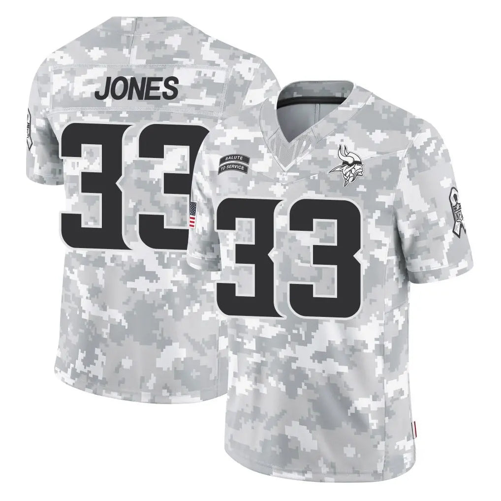 M.Vikings #33 Aaron Jones Sr. Player Arctic Camo Salute To Service Limited Game PETTCS Stitched Jerseys