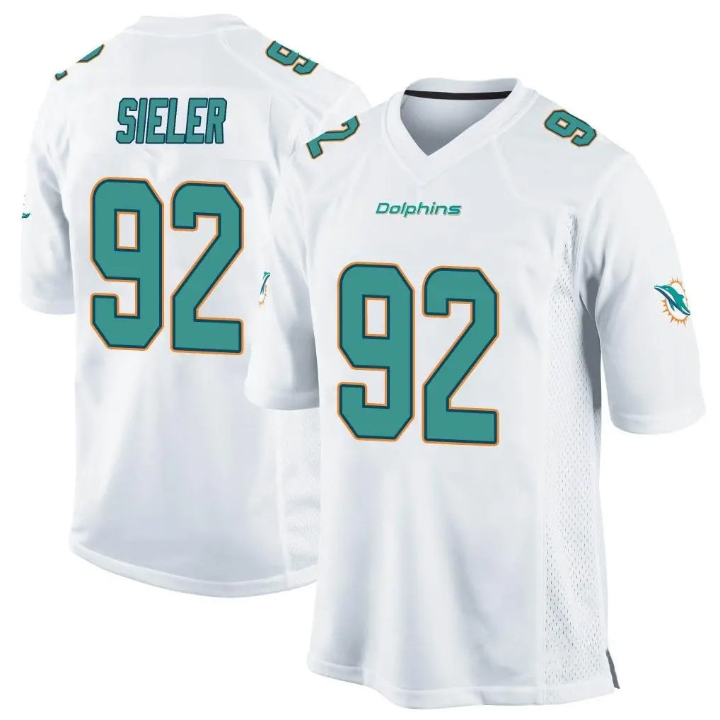 M.Dolphins #92 Zach Sieler Player White Home Game PETTCS Stitched Jerseys