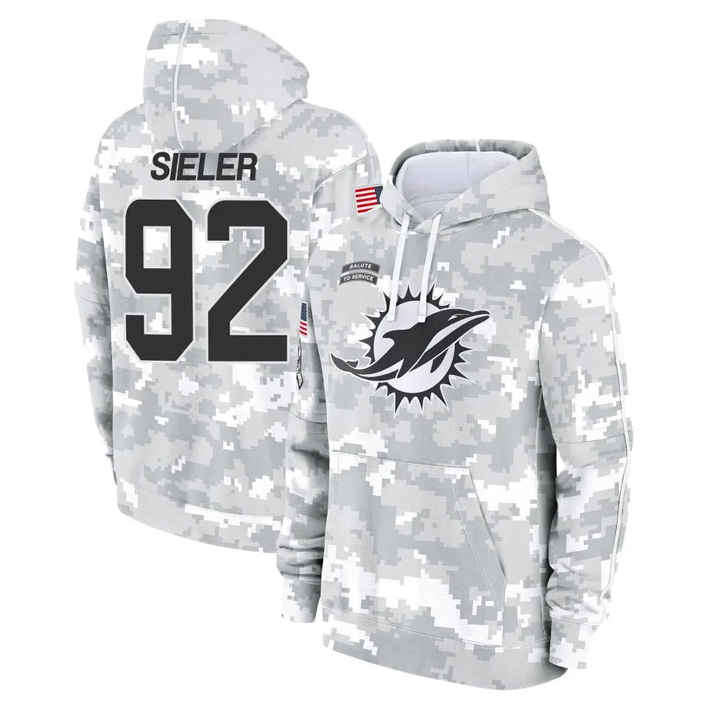 M.Dolphins #92 Zach Sieler Player Arctic Camo Salute to Service Hoodies Limited Game PETTCS Stitched Jerseys