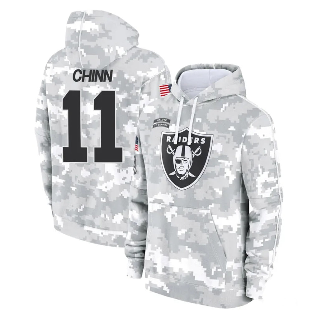 LV.Raiders #11 Jeremy Chinn Player Arctic Camo Salute to Service Hoodies Limited Game PETTCS Stitched Jerseys
