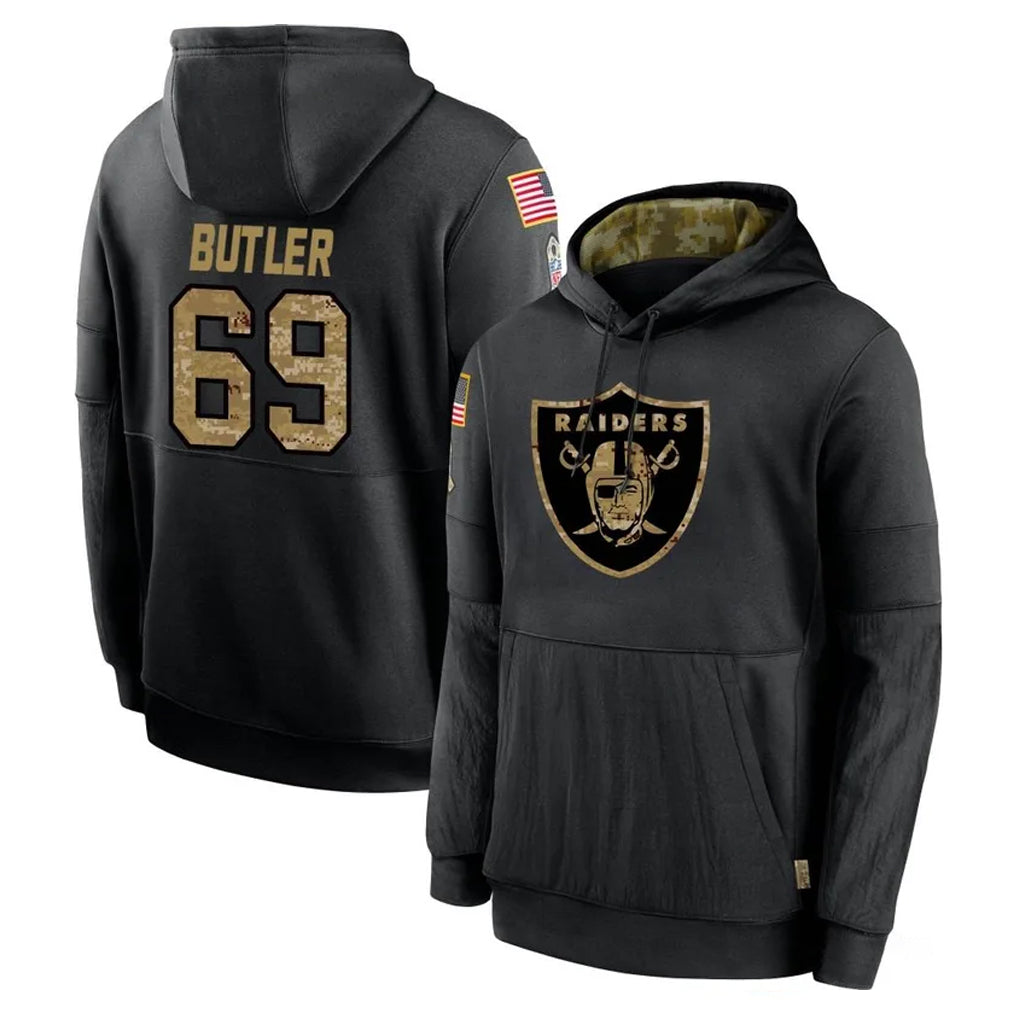 LV.Raiders #69 Adam Butler Player Black Salute to Service Hoodies Limited Game PETTCS Stitched Jerseys