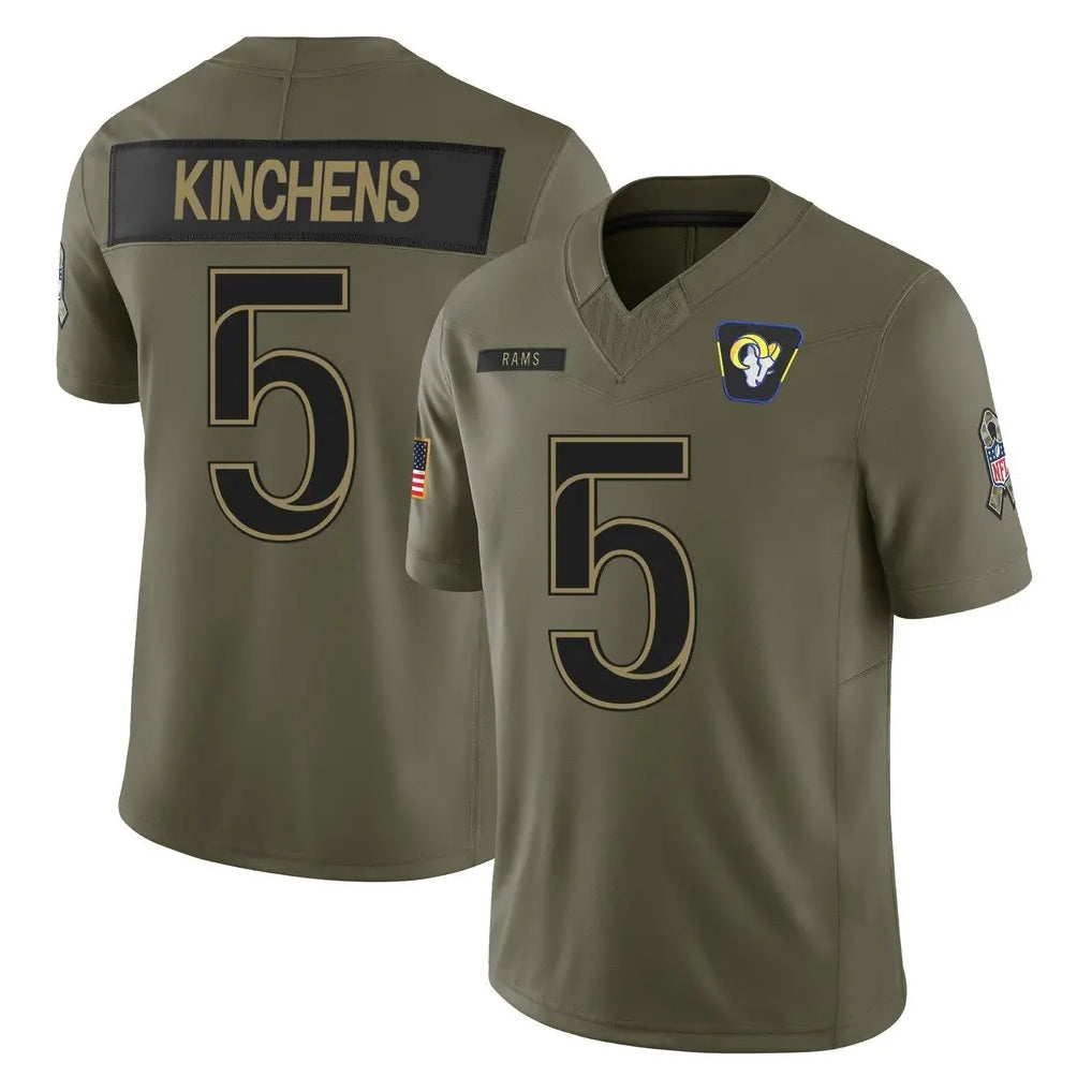 LA.Rams #5 Kamren Kinchens Player Olive 2025 Salute To Service Limited Game PETTCS Stitched Jerseys