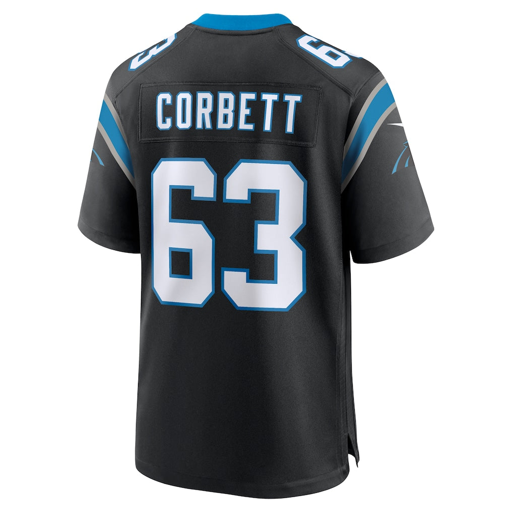 PETTCS C.Panthers #63 Austin Corbett Black Team Game Jersey