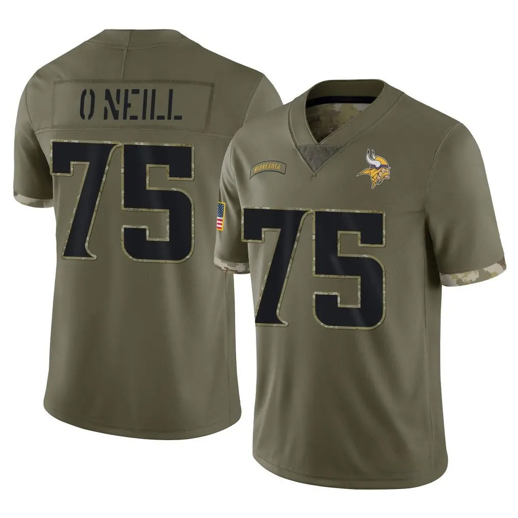 M.Vikings #75 Brian O'Neill Player Olive Salute To Service Limited PETTCS Stitched Jerseys