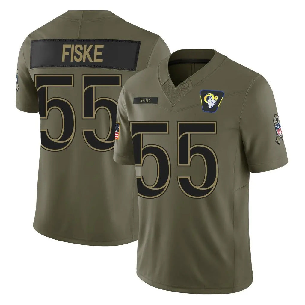 LA.Rams #55 Braden Fiske Player Olive 2025 Salute To Service Limited Game PETTCS Stitched Jerseys