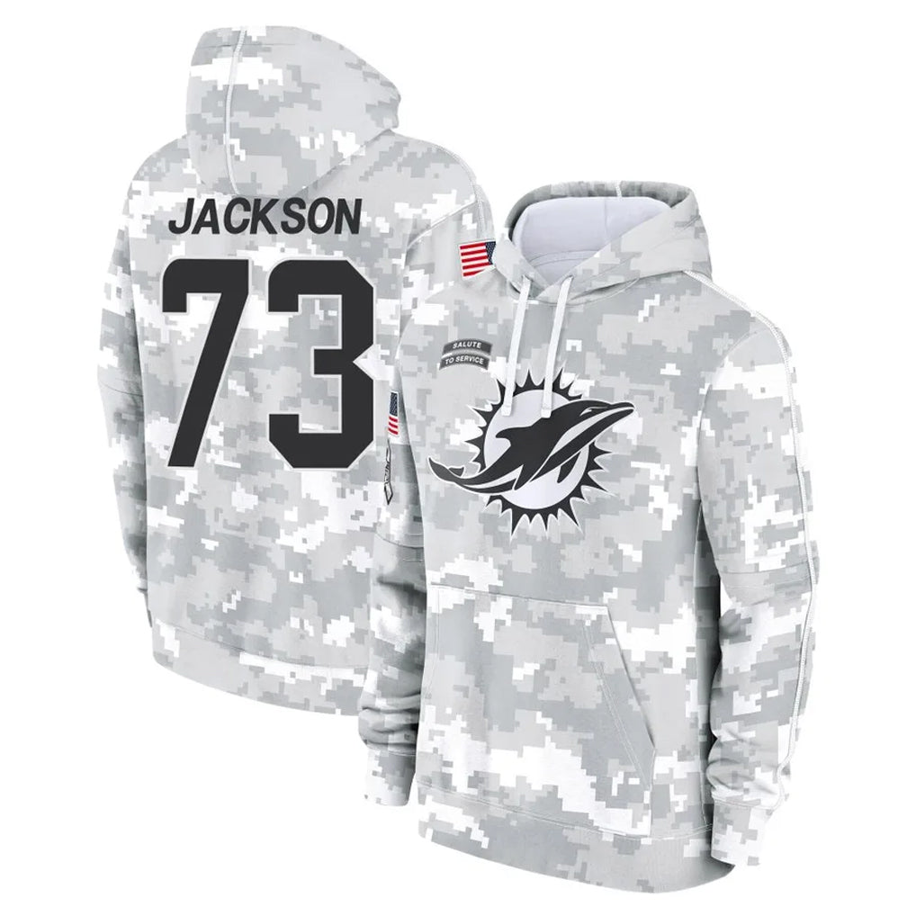 M.Dolphins #73 Austin Jackson Player Arctic Camo Salute to Service Hoodies Limited Game PETTCS Stitched Jerseys