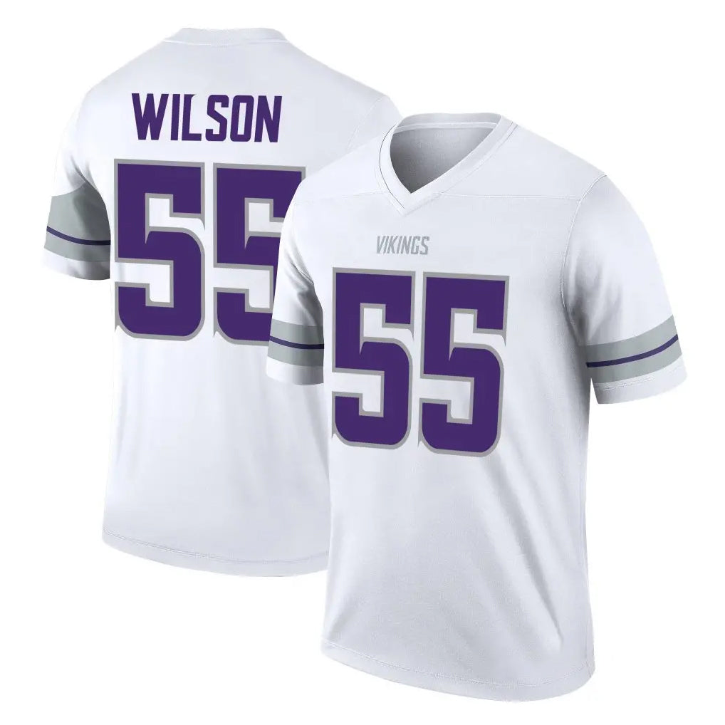M.Vikings #55 Eric Wilson Player White Alternate Legend Home Game PETTCS Stitched Jerseys