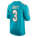 PETTCS M.Dolphins #3 K.J. Britt Aqua Team Game Jersey