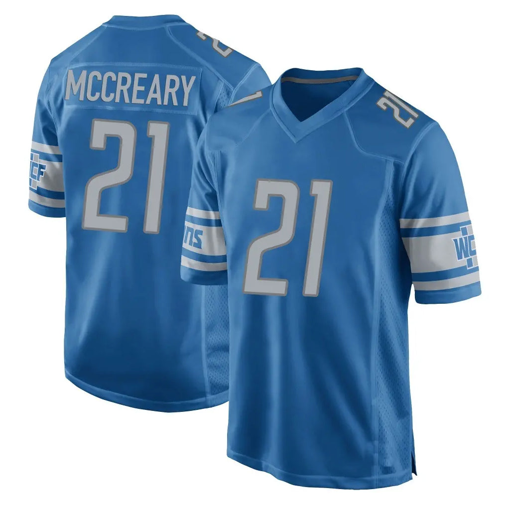 D.Lions #21 Roger McCreary Player Blue Home Game PETTCS Stitched Jerseys
