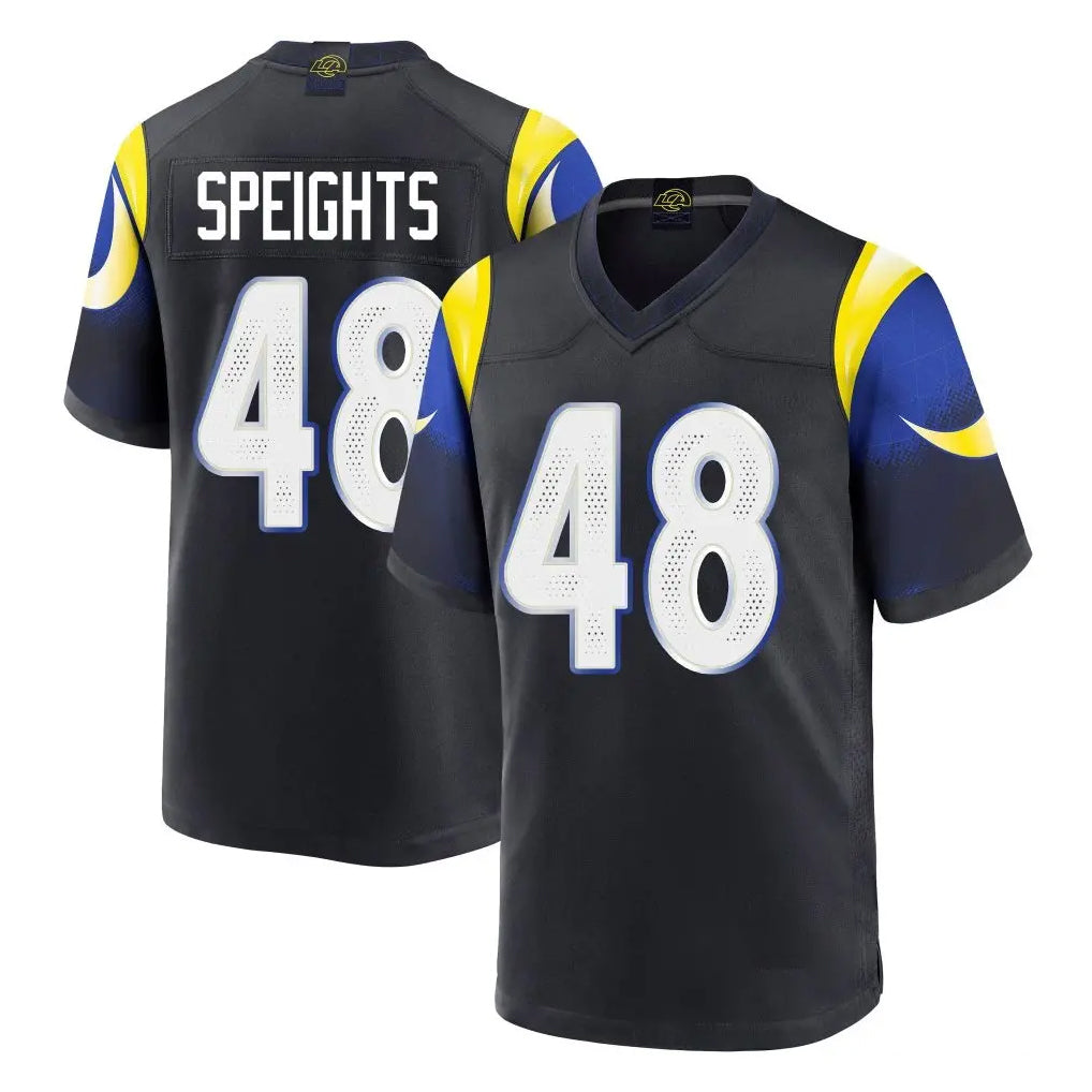 LA.Rams #48 Omar Speights Player Black Midnight Rivalries Collection Home Game PETTCS Stitched Jerseys