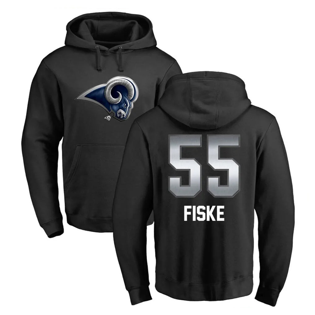 LA.Rams #55 Braden Fiske Player Black Pullover Hoodie Limited Game PETTCS Stitched Jerseys
