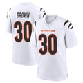 C.Bengals #30 Chase Brown Player White Home Game PETTCS Stitched Jerseys