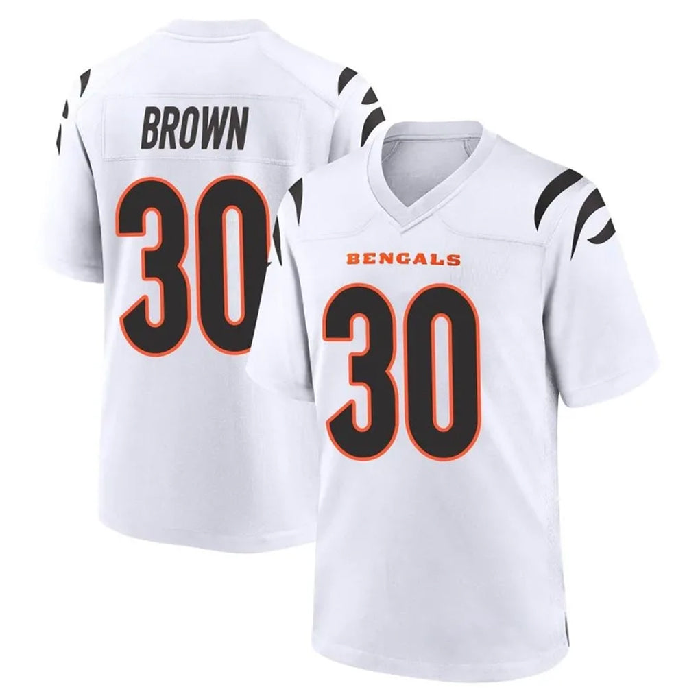 C.Bengals #30 Chase Brown Player White Home Game PETTCS Stitched Jerseys
