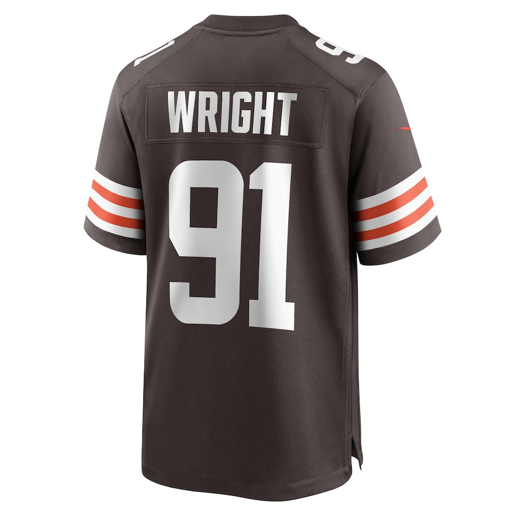 PETTCS C.Browns #91 Alex Wright Brown Team Game Jersey