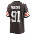 PETTCS C.Browns #91 Alex Wright Brown Team Game Jersey