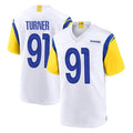 LA.Rams #91 Kobie Turner Player White Home Game PETTCS Stitched Jerseys