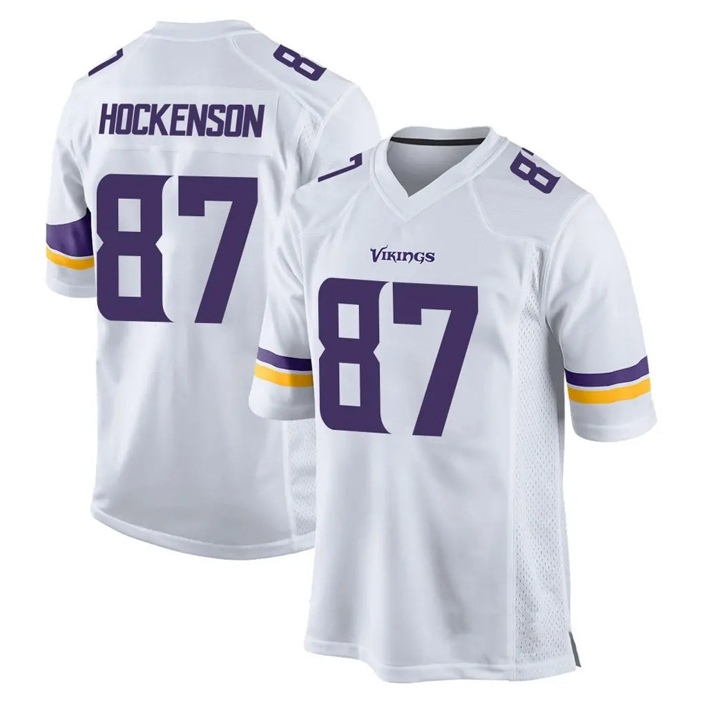 M.Vikings #87 T.J. Hockenson Player White Home Game PETTCS Stitched Jerseys