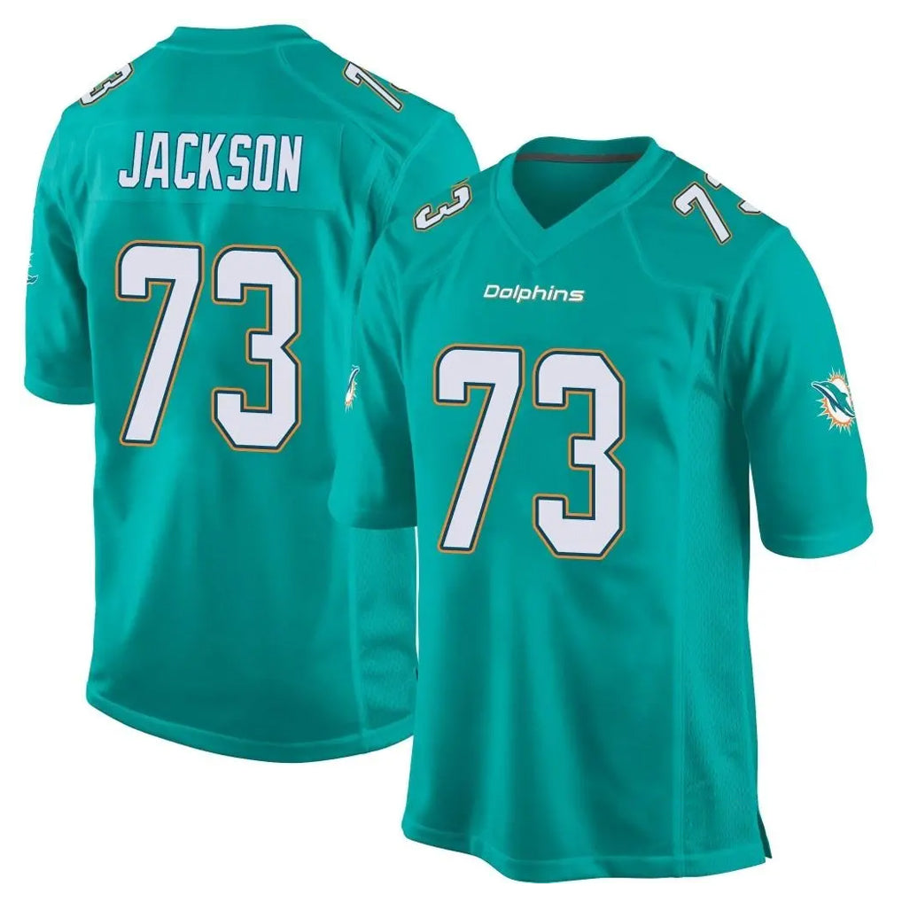 M.Dolphins #73 Austin Jackson Player Aqua Team Color Home Game PETTCS Stitched Jerseys
