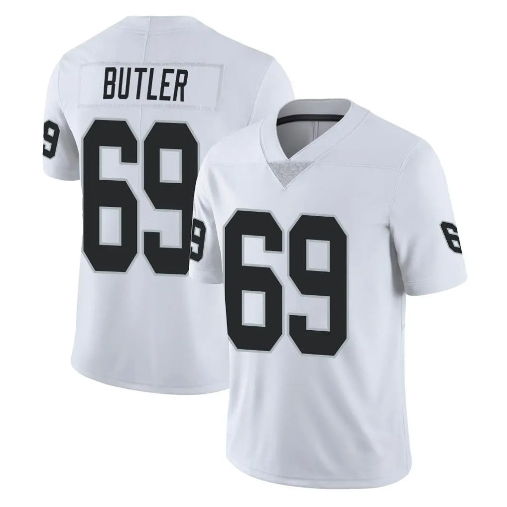 LV.Raiders #69 Adam Butler Player White Limited Vapor Untouchable Home Game PETTCS Stitched Jerseys