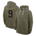 M.Vikings #9 J.J. McCarthy Player Olive Salute to Service Pullover Hoodies Limited PETTCS Stitched Jerseys