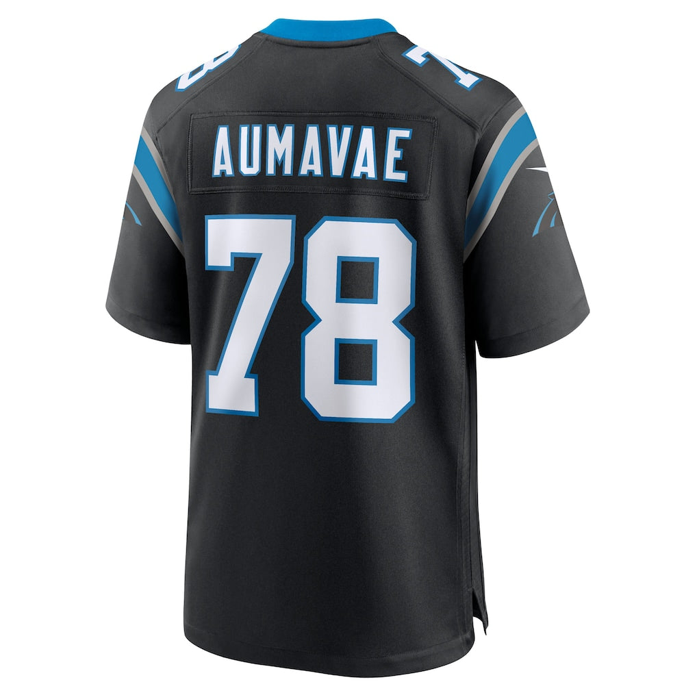 PETTCS C.Panthers #78 Popo Aumavae Black Team Game Jersey