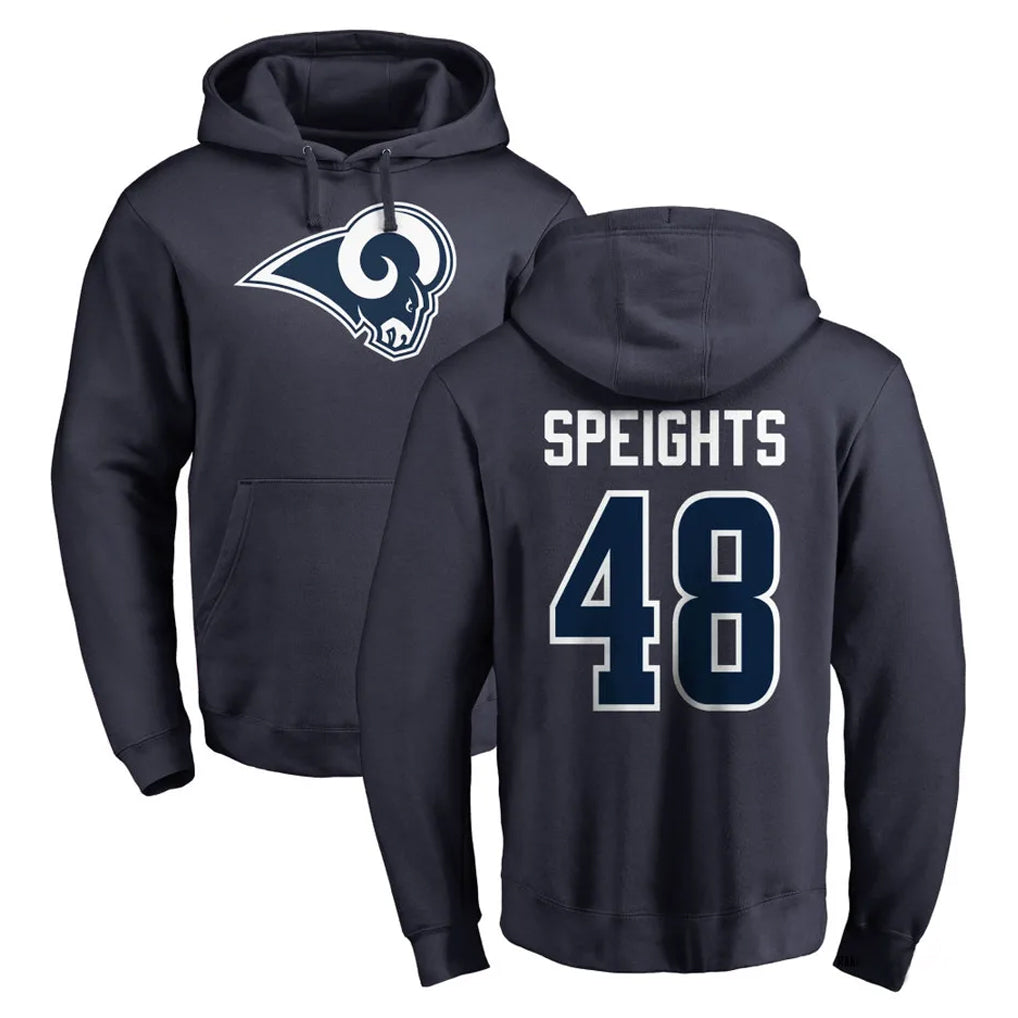 LA.Rams #48 Omar Speights Player Navy Pullover Hoodie Limited Game PETTCS Stitched Jerseys