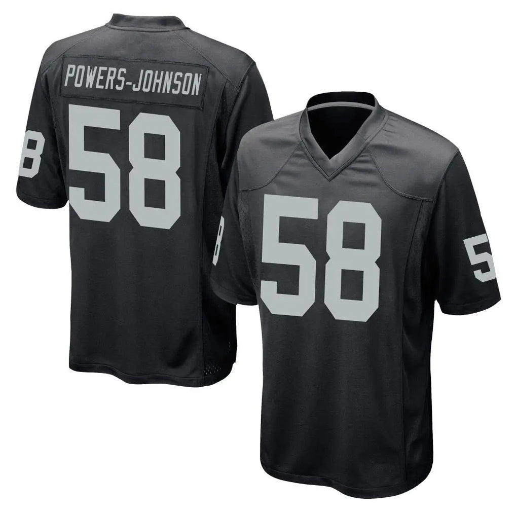 LV.Raiders #58 Jackson Powers-Johnson Player Black Home Game PETTCS Stitched Jerseys