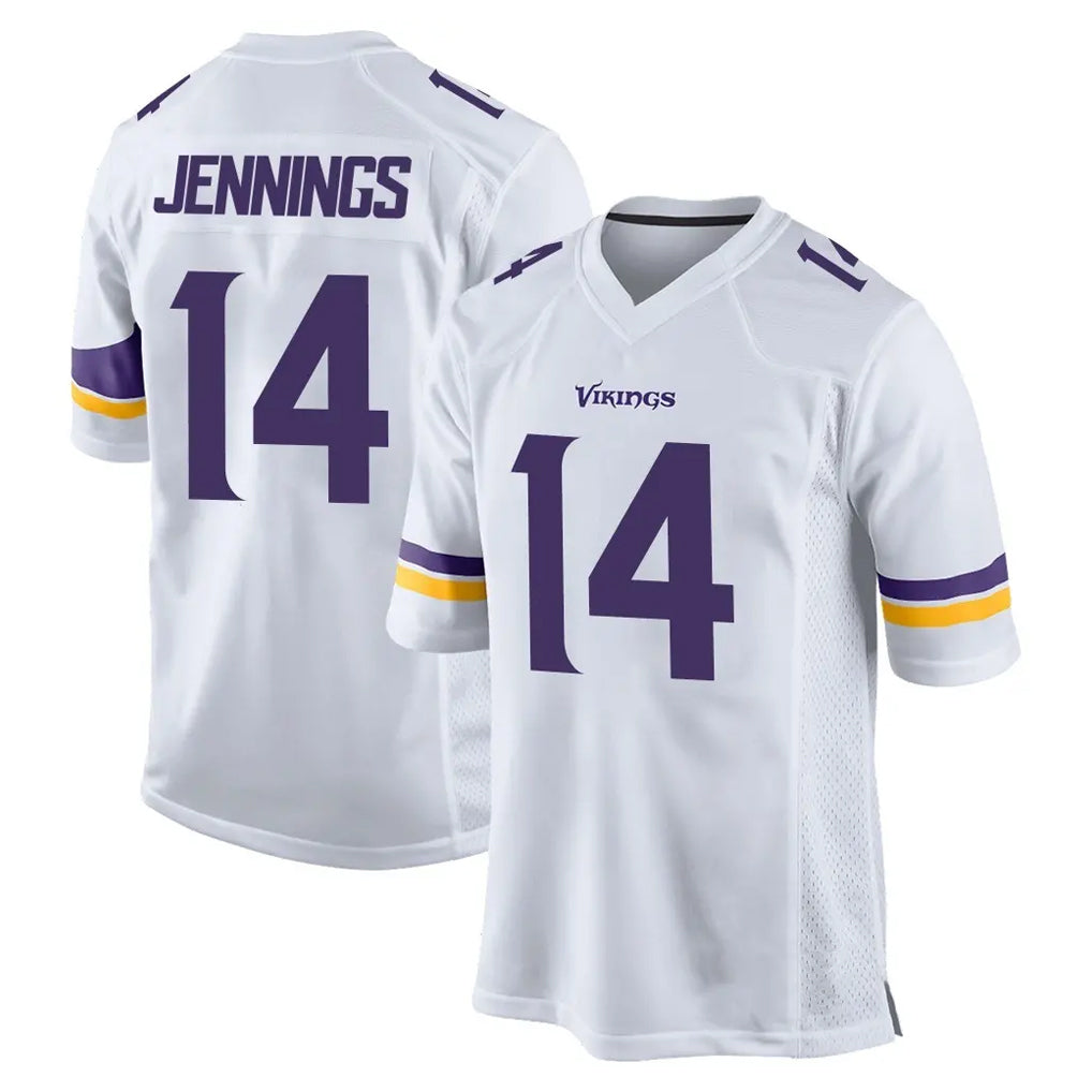 M.Vikings #14 Jauan Jennings Player White Home Game PETTCS Stitched Jerseys