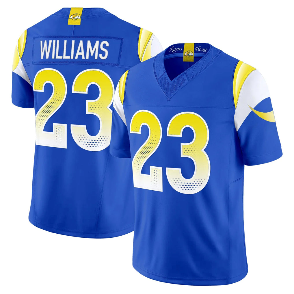 LA.Rams #23 Kyren Williams Player Royal Rivalries Vapor Limited Home Game PETTCS Stitched Jerseys