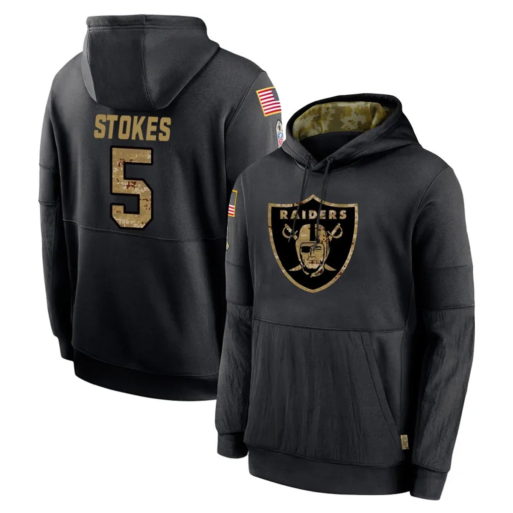 LV.Raiders #5 Eric Stokes Player Black Salute to Service Hoodies Limited Game PETTCS Stitched Jerseys