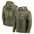 M.Vikings #84 Josh Oliver Player Olive Salute to Service Pullover Hoodies Home Game PETTCS Stitched Jerseys