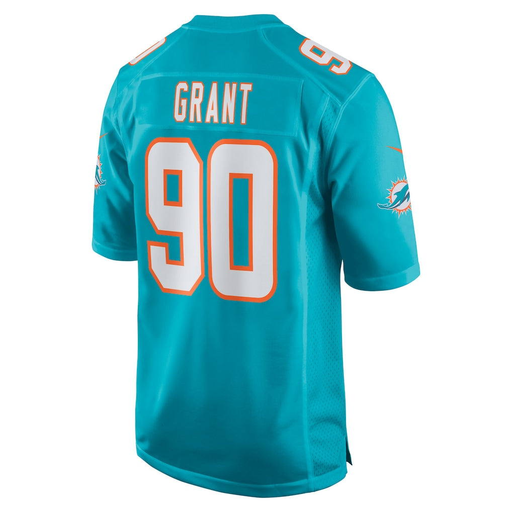 PETTCS M.Dolphins #90 Kenneth Grant Aqua 2025 NFL Draft First Round Pick Game Jersey