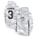 M.Vikings #3 Jordan Addison Player Arctic Camo Salute to Service Pullover Hoodies Limited Game PETTCS Stitched Jerseys