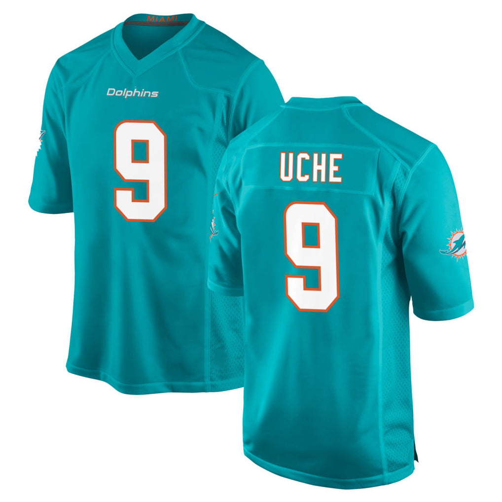 M.Dolphins #9 Joshua Uche Player Aqua Home Game PETTCS Stitched Jerseys