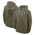LA.Rams #9 Matthew Stafford Player Olive Salute to Service Pullover Hoodies Limited PETTCS Stitched Jerseys