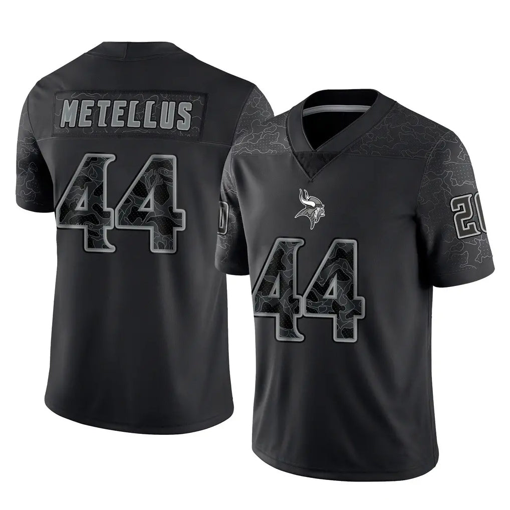 M.Vikings #44 Josh Metellus Player Black Reflective LImited Home Game PETTCS Stitched Jerseys
