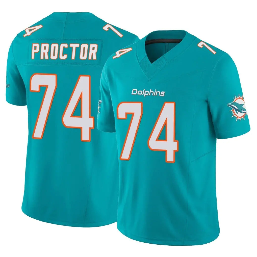 M.Dolphins #74 Kadyn Proctor Player Aqua Limited Vapor F.U.S.E. Home Game PETTCS Stitched Jerseys