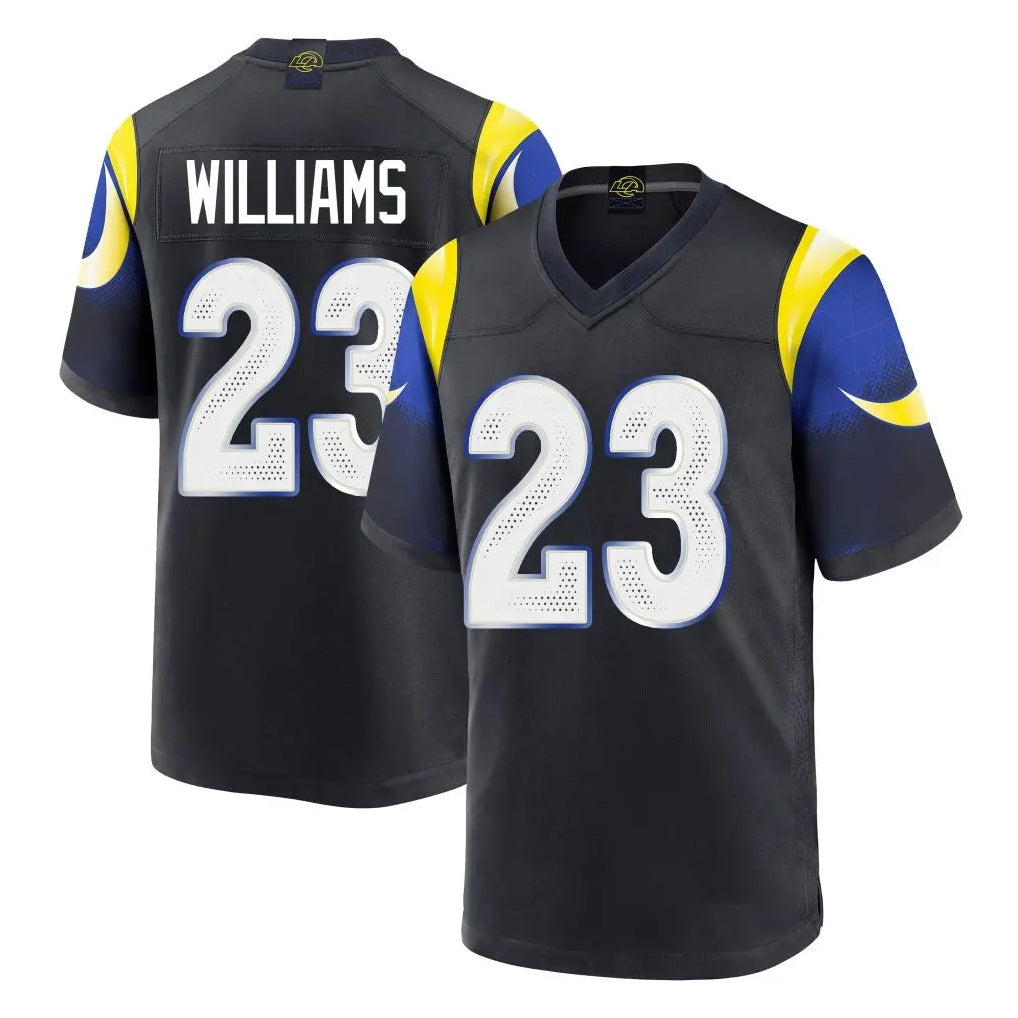 LA.Rams #23 Kyren Williams Player Black Midnight Rivalries Collection Home Game PETTCS Stitched Jerseys