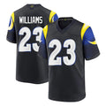 LA.Rams #23 Kyren Williams Player Black Midnight Rivalries Collection Home Game PETTCS Stitched Jerseys