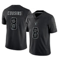LV.Raiders #8 Kirk Cousins Player Black Reflective Limited Game PETTCS Stitched Jerseys