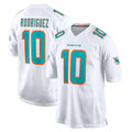 M.Dolphins #10 Jacob Rodriguez Player White Limited Home Game PETTCS Stitched Jerseys
