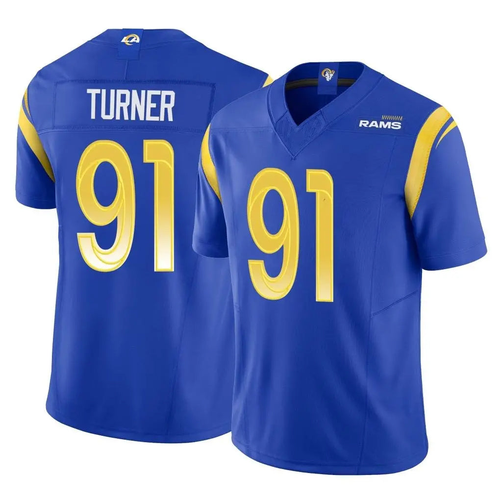 LA.Rams #91 Kobie Turner Player Royal Limited Vapor F.U.S.E. Home Game PETTCS Stitched Jerseys
