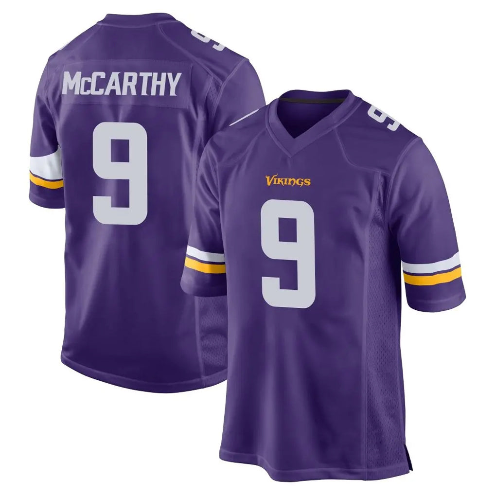 M.Vikings #9 J.J. McCarthy Player Purple Home Game PETTCS Stitched Jerseys