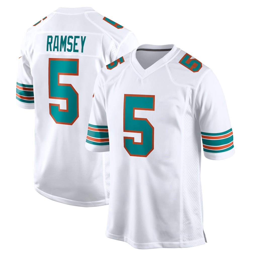 M.Dolphins #5 Jaylen Wright Player White Limited Home Game PETTCS Stitched Jerseys