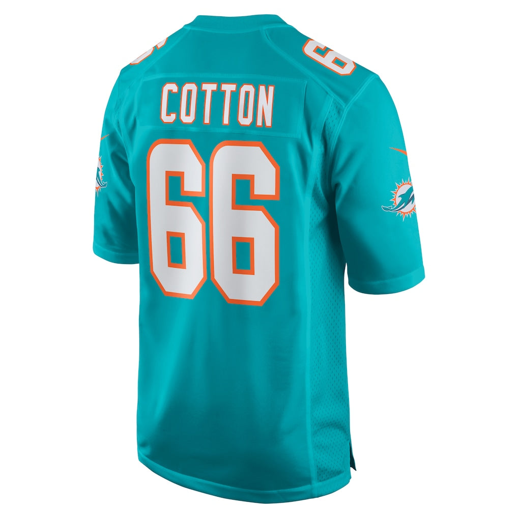 PETTCS M.Dolphins #66 Lester Cotton Sr. Aqua Home Game Player Jersey
